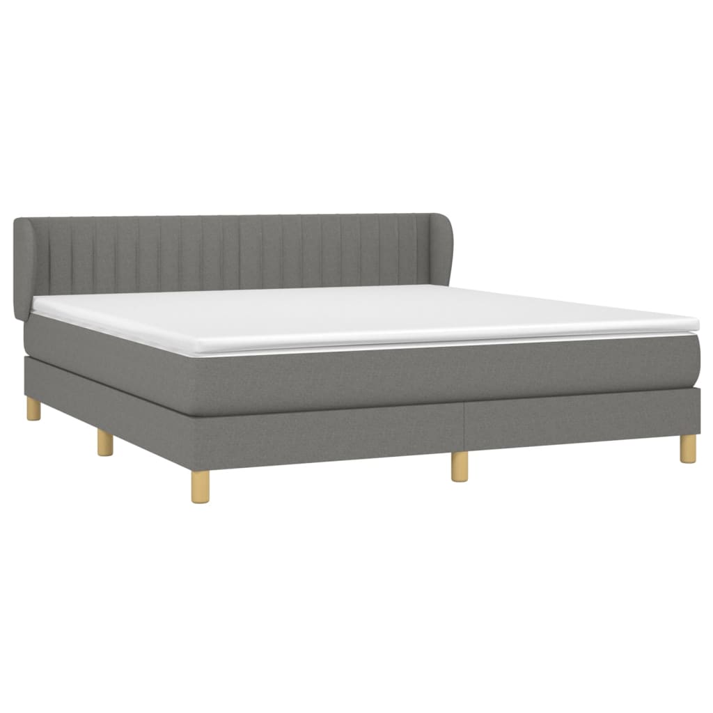 vidaXL Cama box spring con colchón tela gris oscuro 160x200 cm