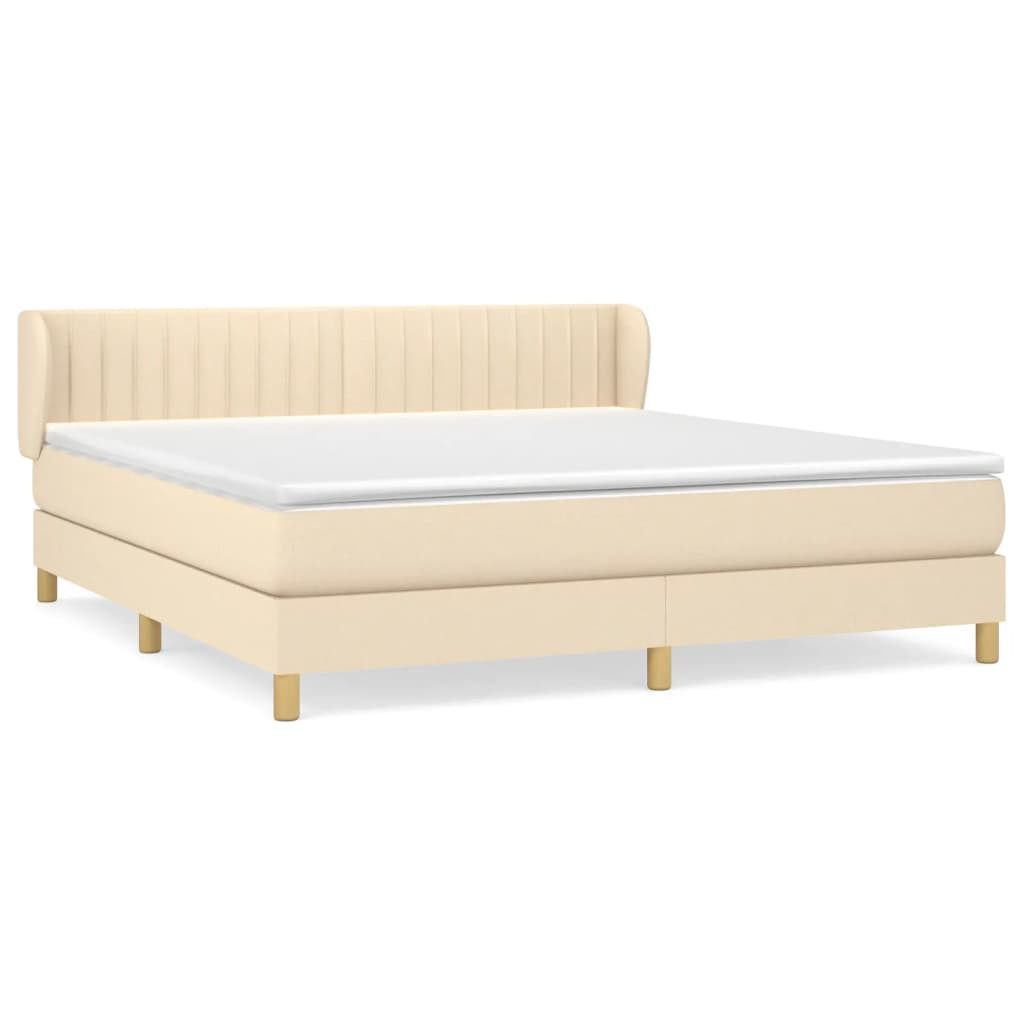 vidaXL Cama box spring con colchón tela color crema 160x200 cm