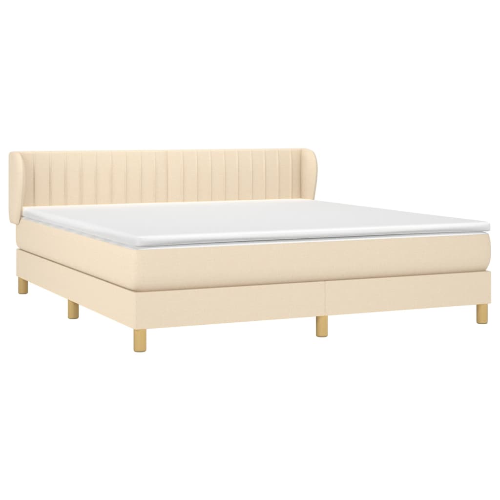 vidaXL Cama box spring con colchón tela color crema 160x200 cm