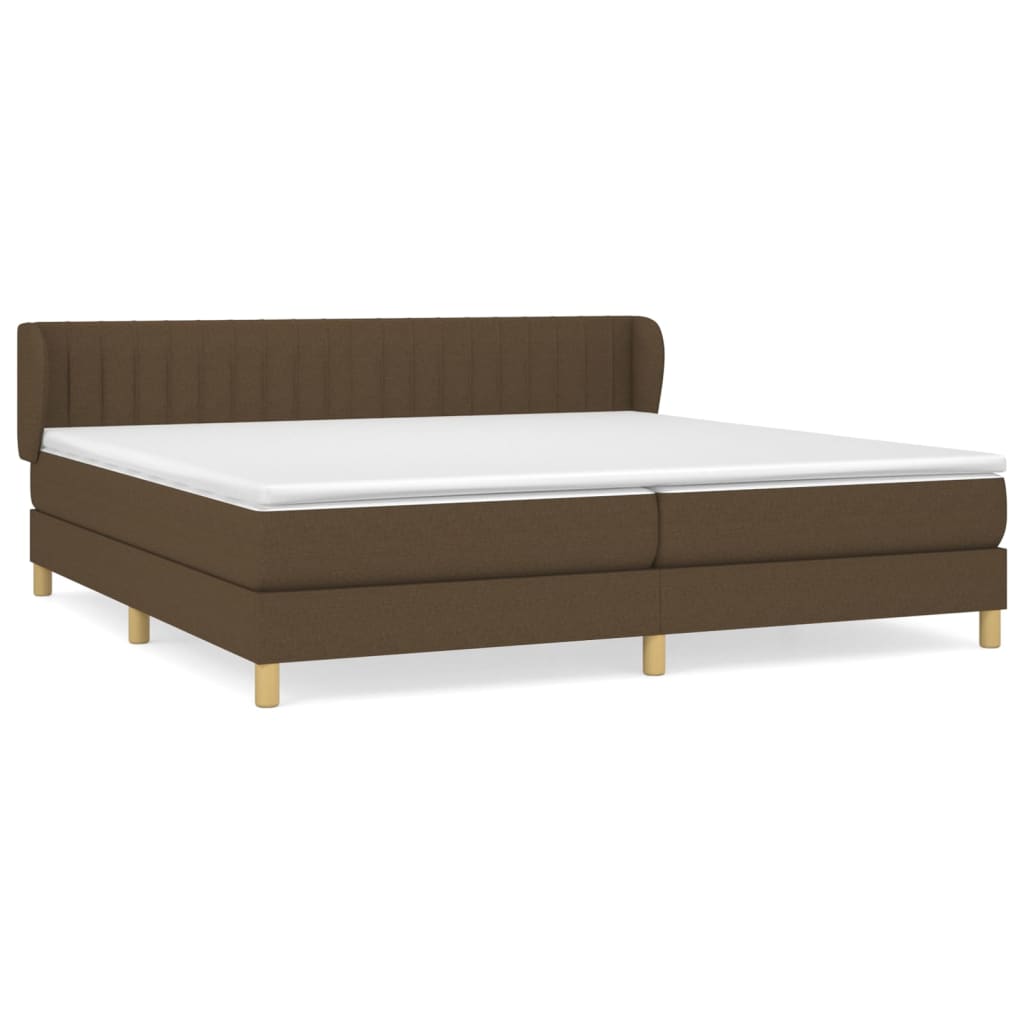 vidaXL Cama box spring con colchón tela marrón oscuro 200x200 cm