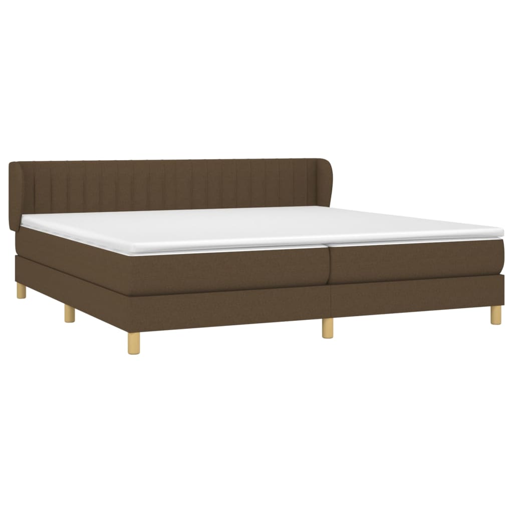 vidaXL Cama box spring con colchón tela marrón oscuro 200x200 cm