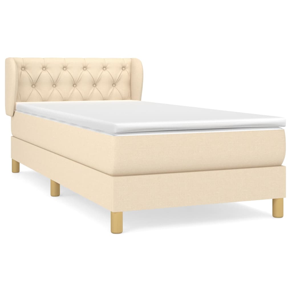 vidaXL Cama box spring con colchón tela color crema 80x200 cm