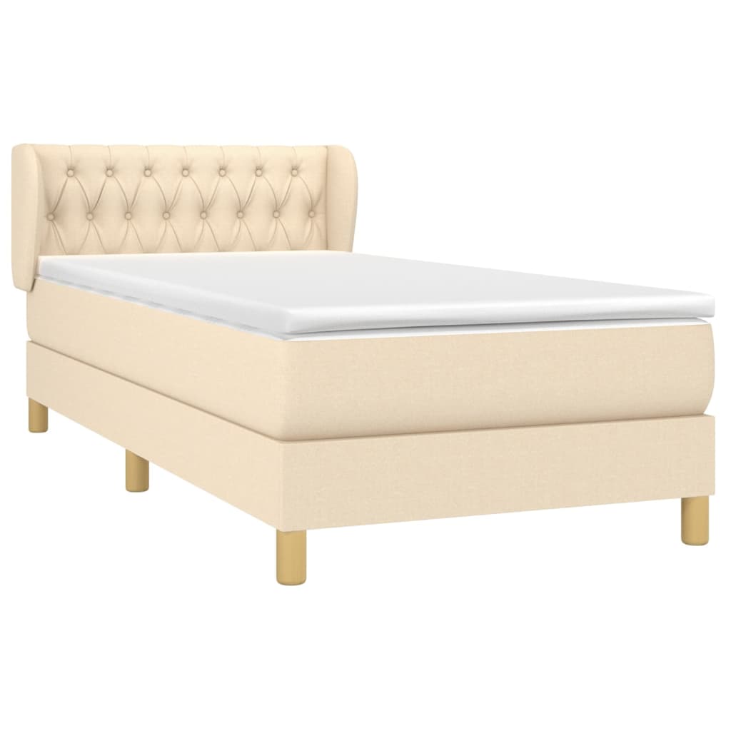 vidaXL Cama box spring con colchón tela color crema 90x190 cm