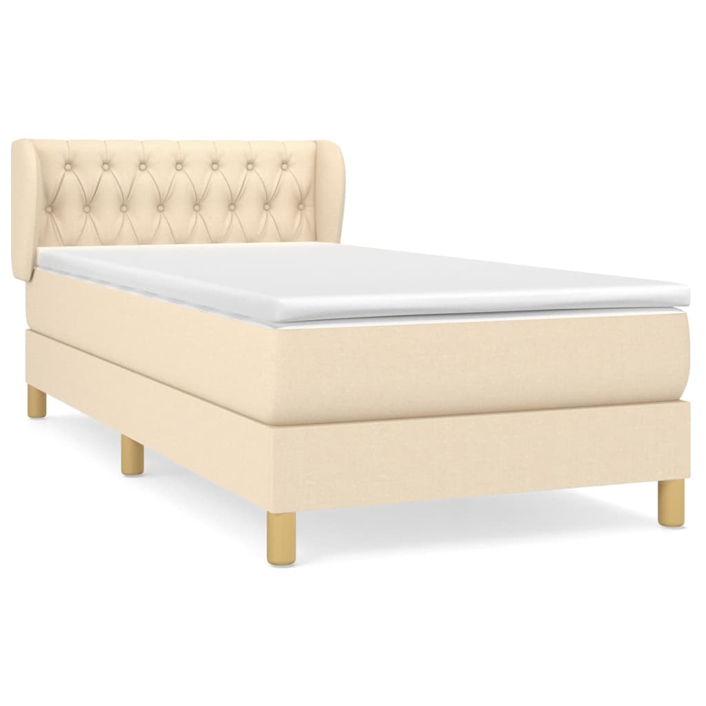 vidaXL Cama box spring con colchón tela color crema 100x200 cm