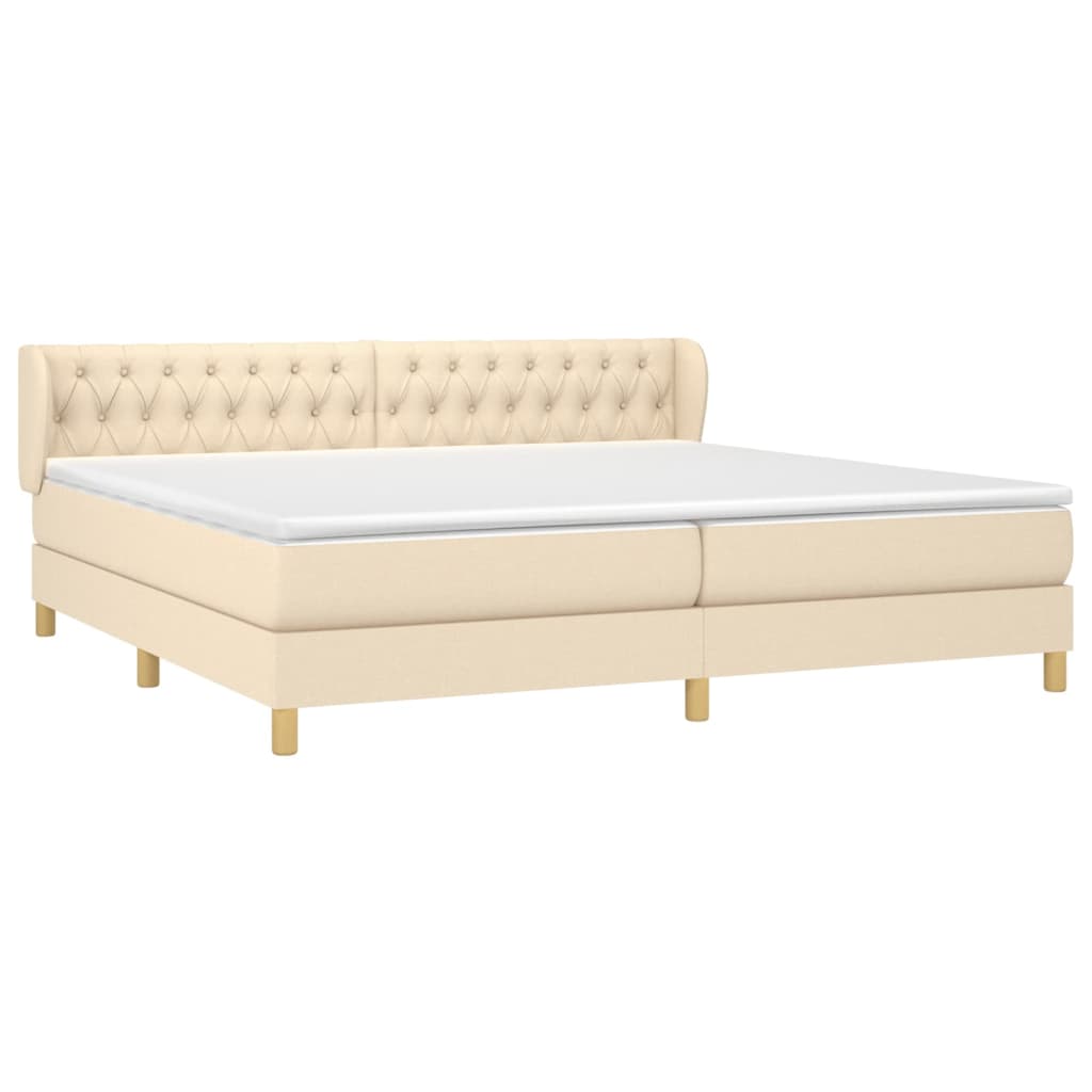 vidaXL Cama box spring con colchón tela color crema 200x200 cm