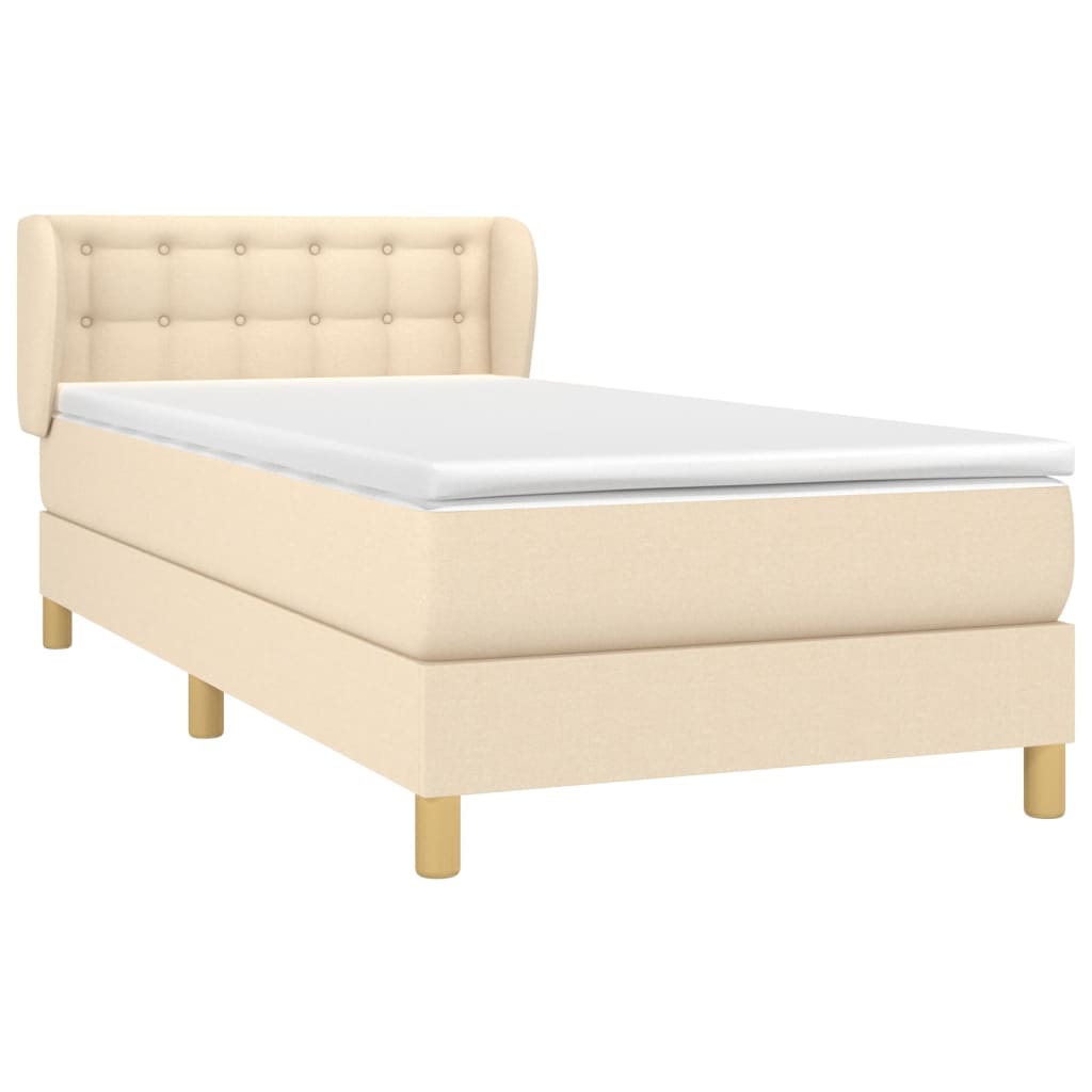 vidaXL Cama box spring con colchón tela color crema 80x200 cm