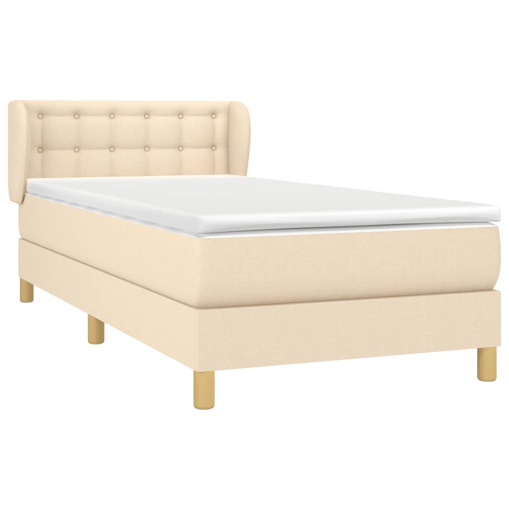 vidaXL Cama box spring con colchón tela color crema 100x200 cm