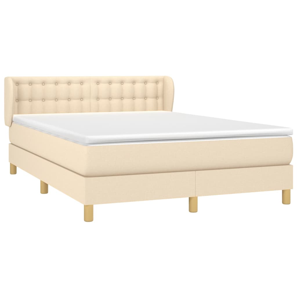 vidaXL Cama box spring con colchón tela color crema 140x200 cm