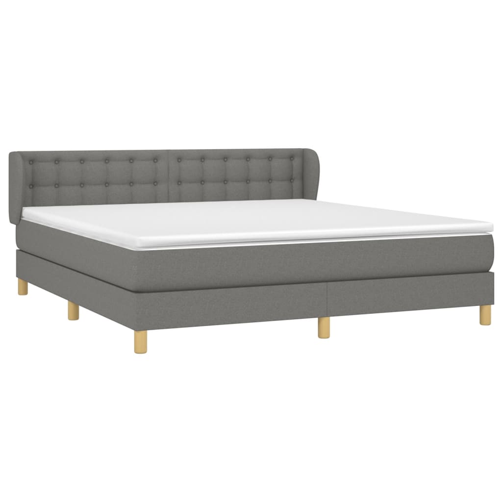 vidaXL Cama box spring con colchón tela gris oscuro 160x200 cm