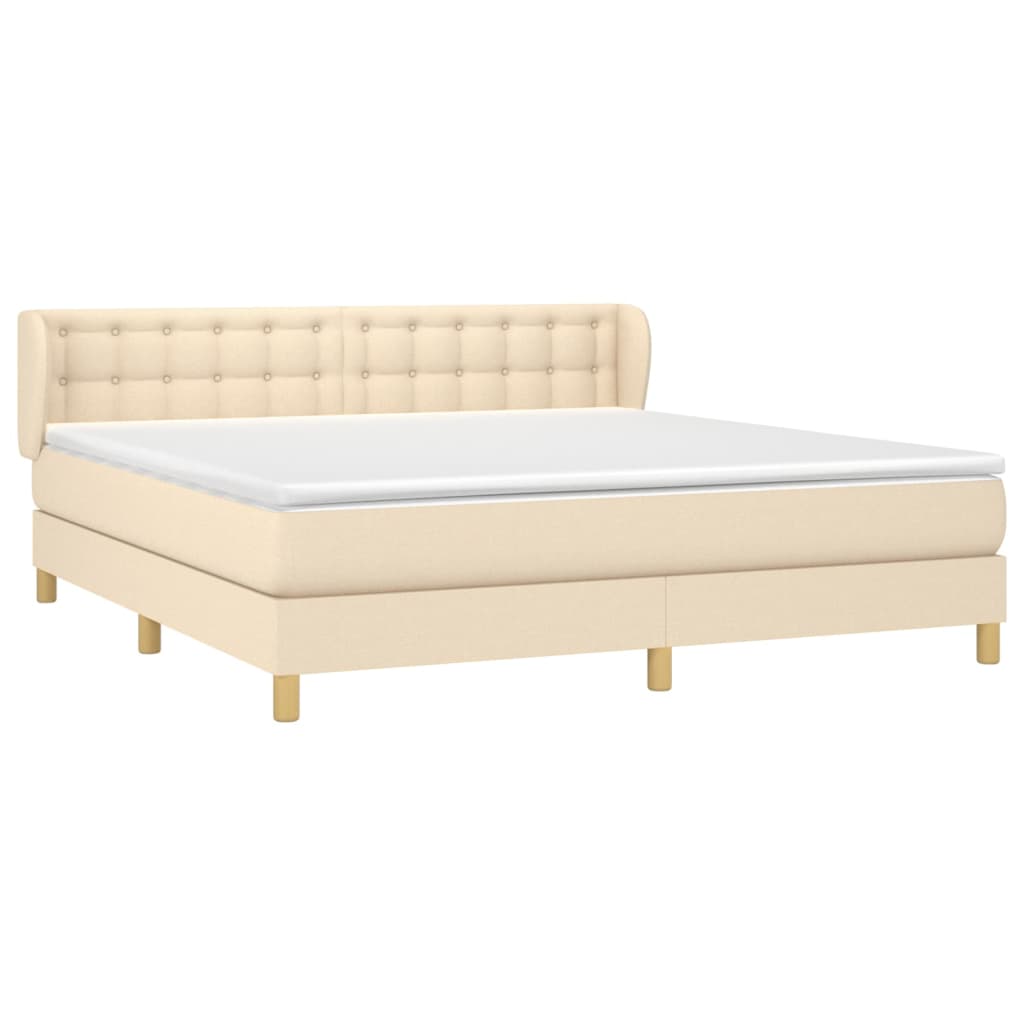 vidaXL Cama box spring con colchón tela color crema 160x200 cm