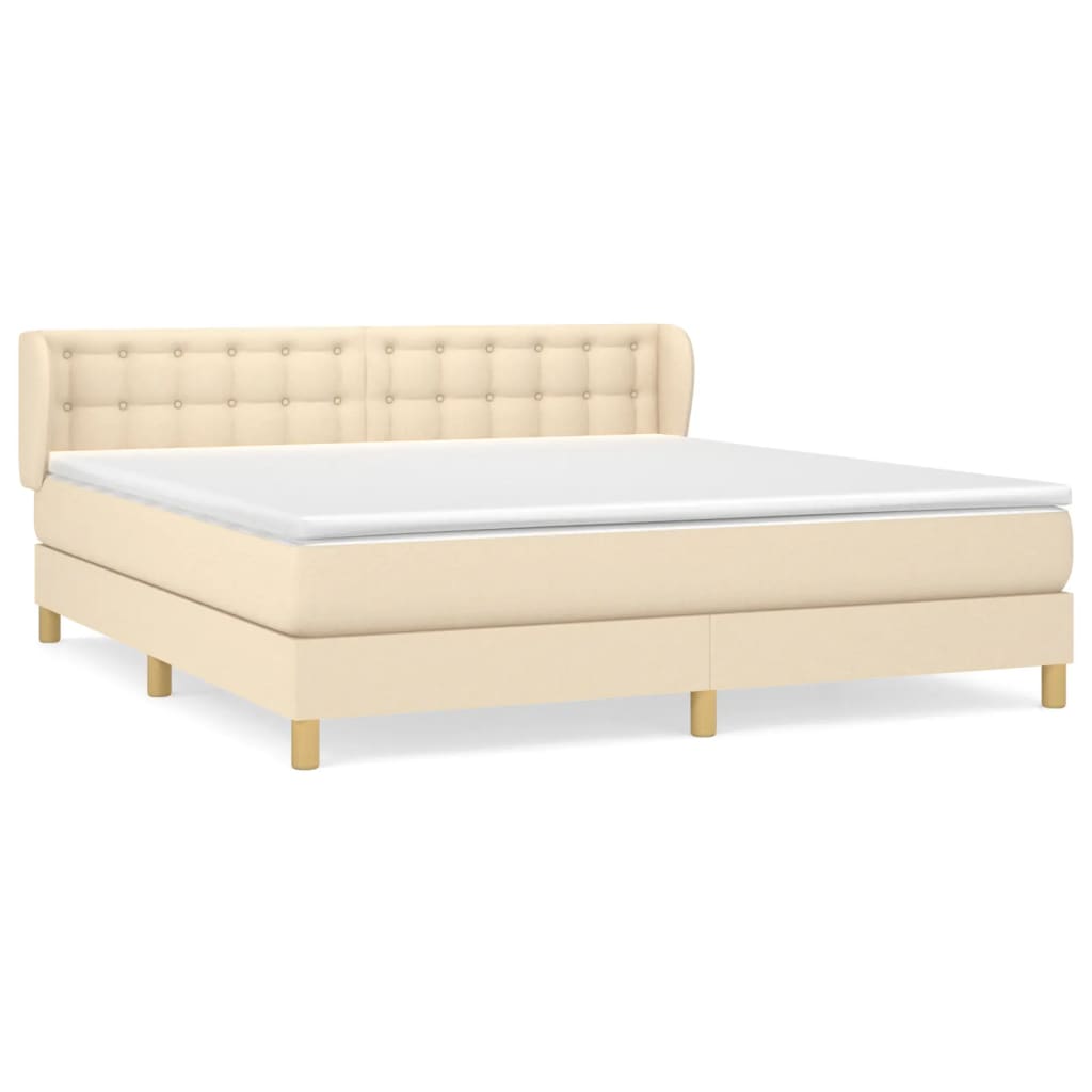 vidaXL Cama box spring con colchón tela color crema 180x200 cm