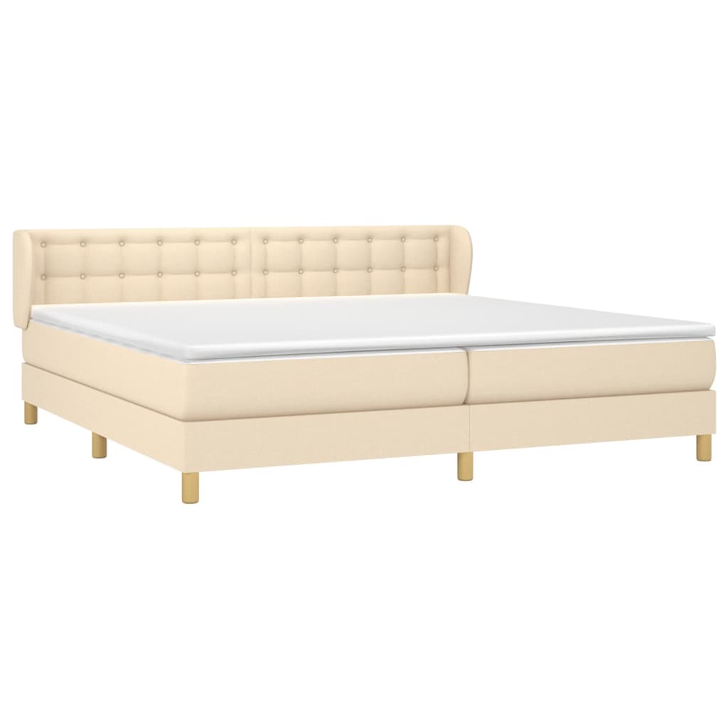 vidaXL Cama box spring con colchón tela color crema 200x200 cm