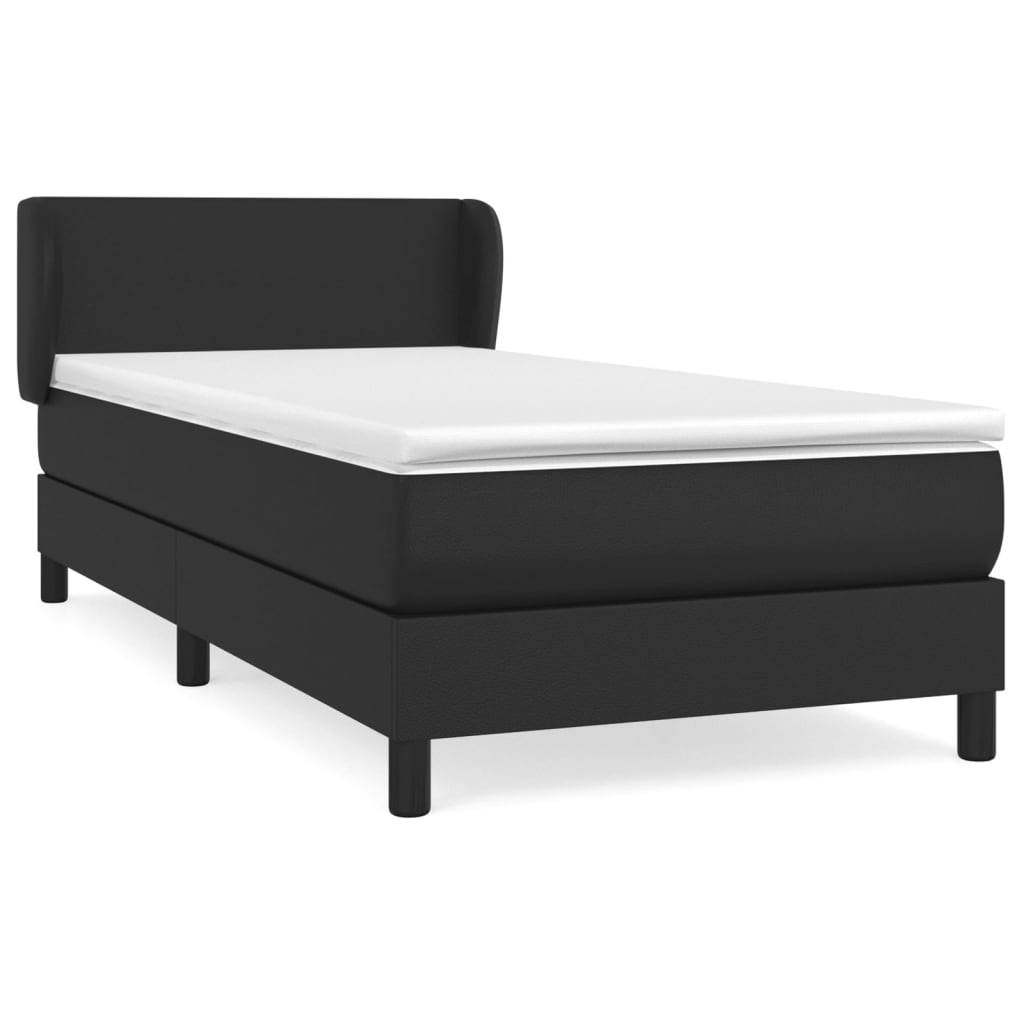 vidaXL Cama box spring con colchón cuero sintético negro 90x190 cm