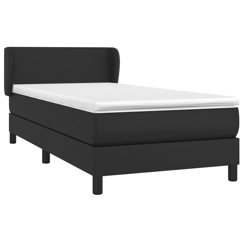 vidaXL Cama box spring con colchón cuero sintético negro 90x190 cm