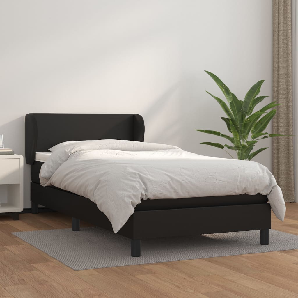 vidaXL Cama box spring con colchón cuero sintético negro 90x190 cm