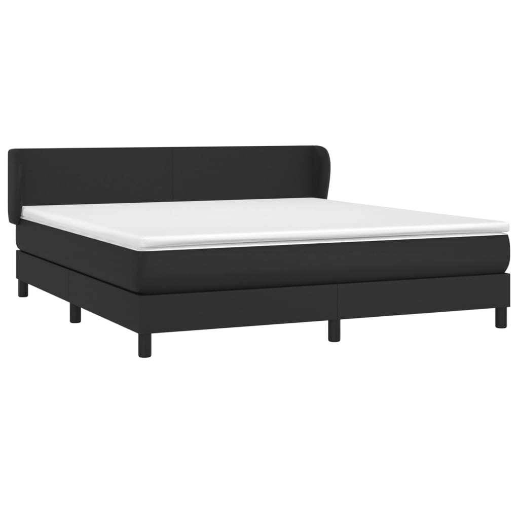 vidaXL Cama box spring con colchón cuero sintético negro 180x200 cm