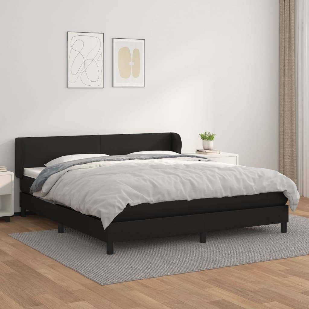 vidaXL Cama box spring con colchón cuero sintético negro 180x200 cm