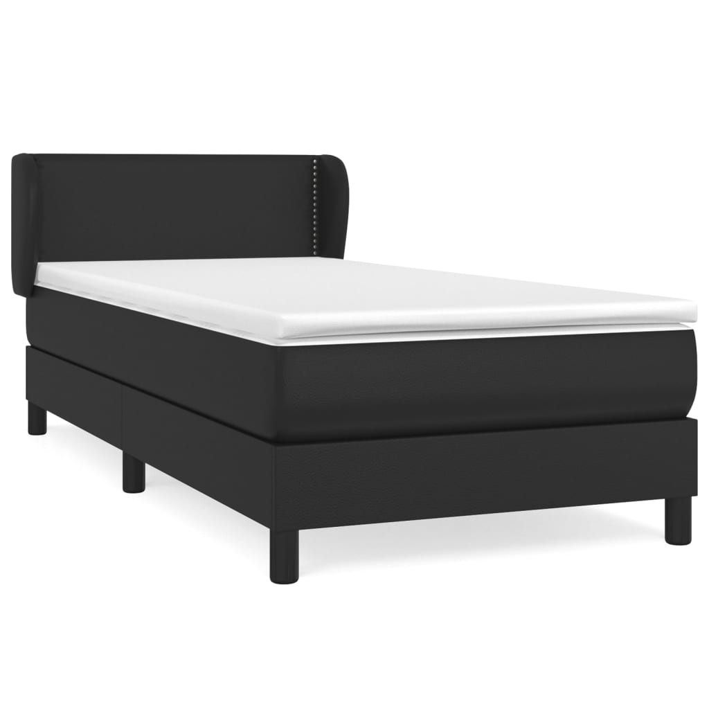 vidaXL Cama box spring con colchón cuero sintético negro 80x200 cm