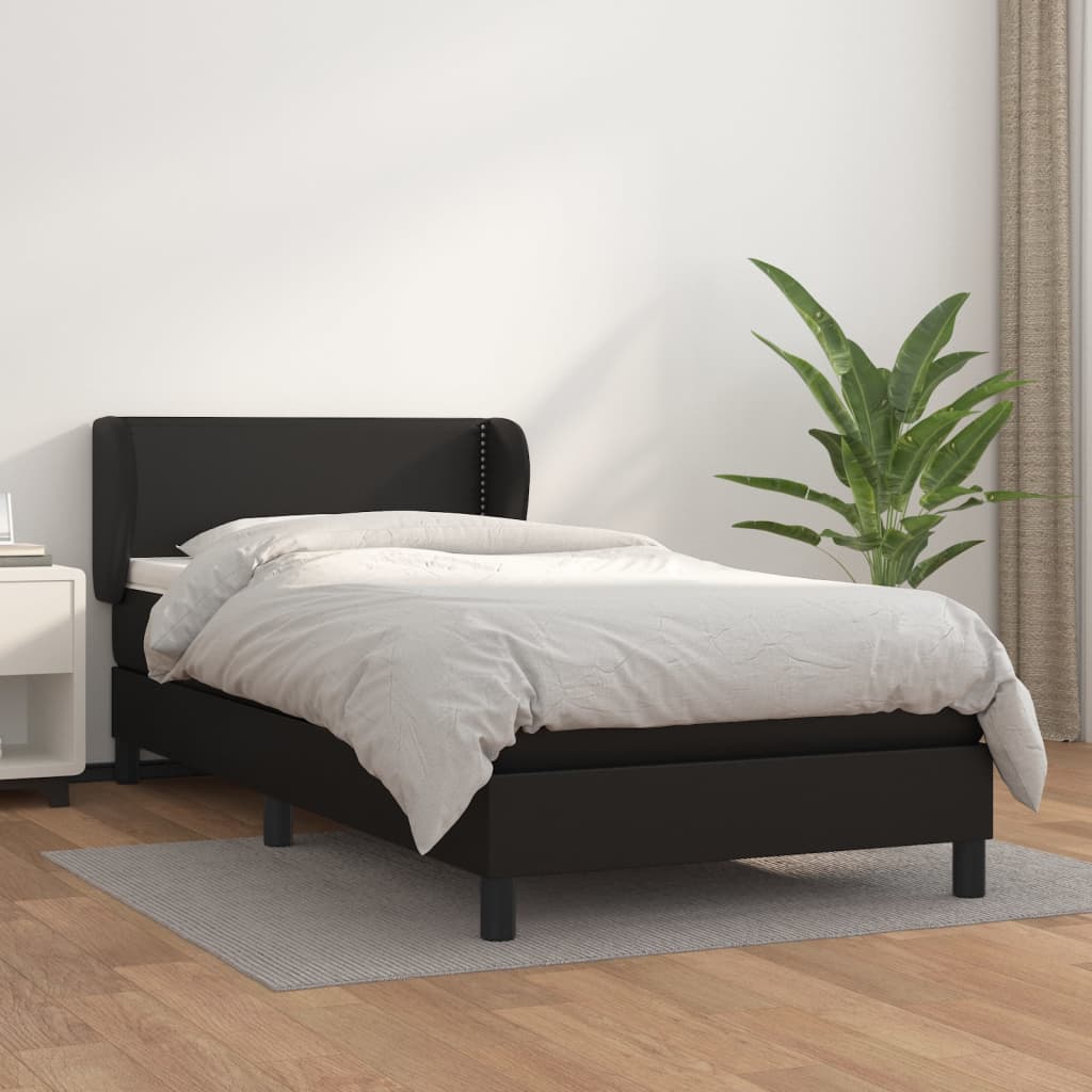 vidaXL Cama box spring con colchón cuero sintético negro 80x200 cm