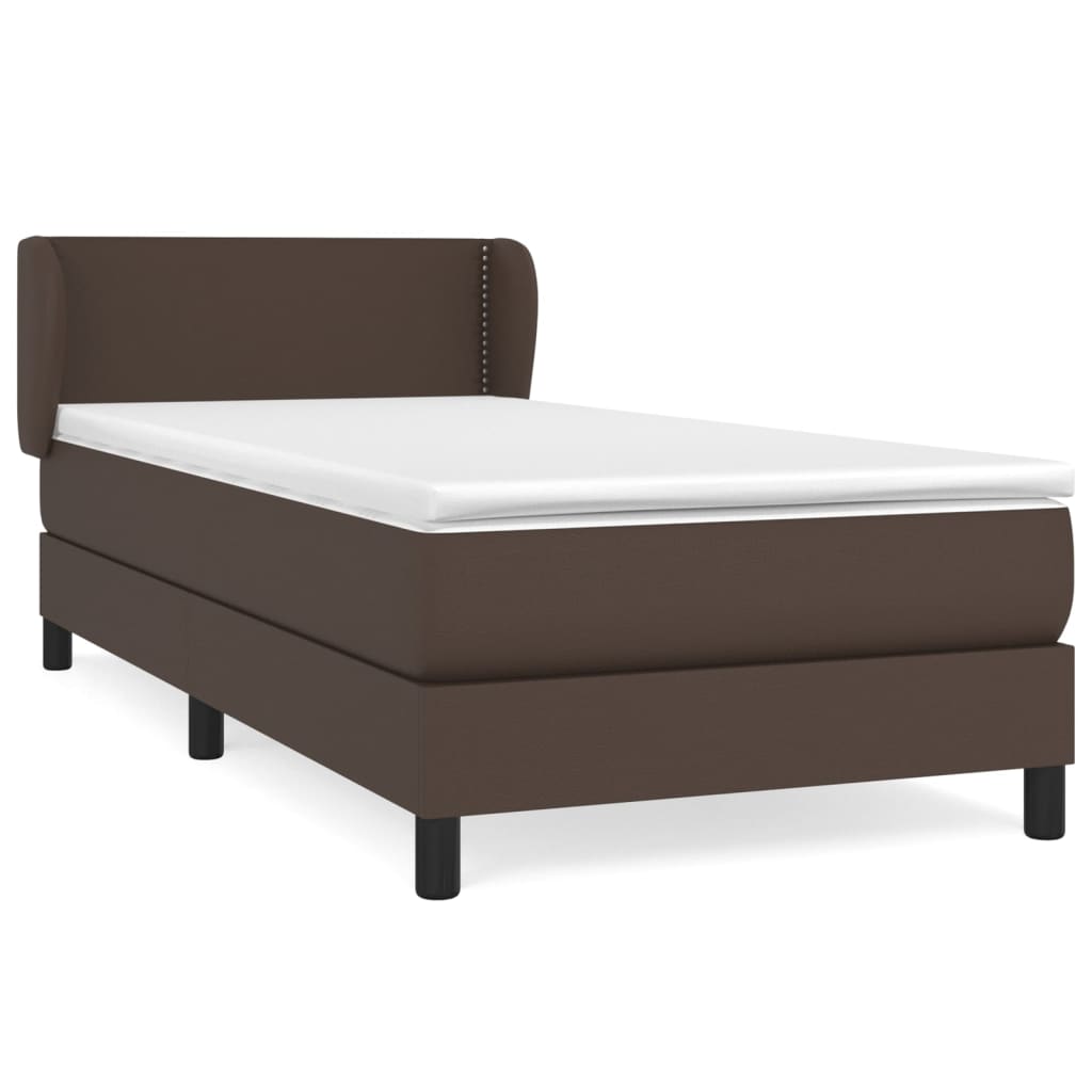 vidaXL Cama box spring con colchón cuero sintético marrón 90x200 cm