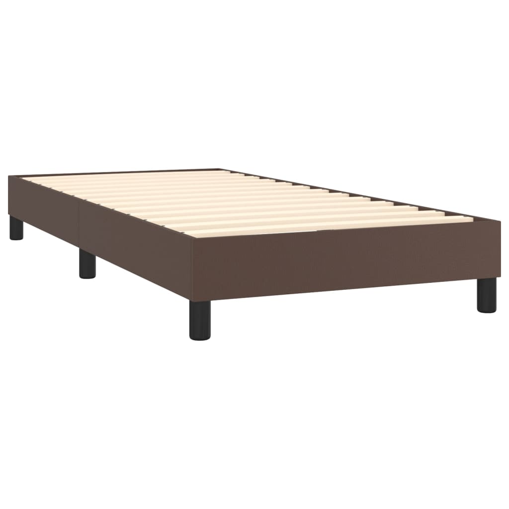 vidaXL Cama box spring con colchón cuero sintético marrón 90x200 cm