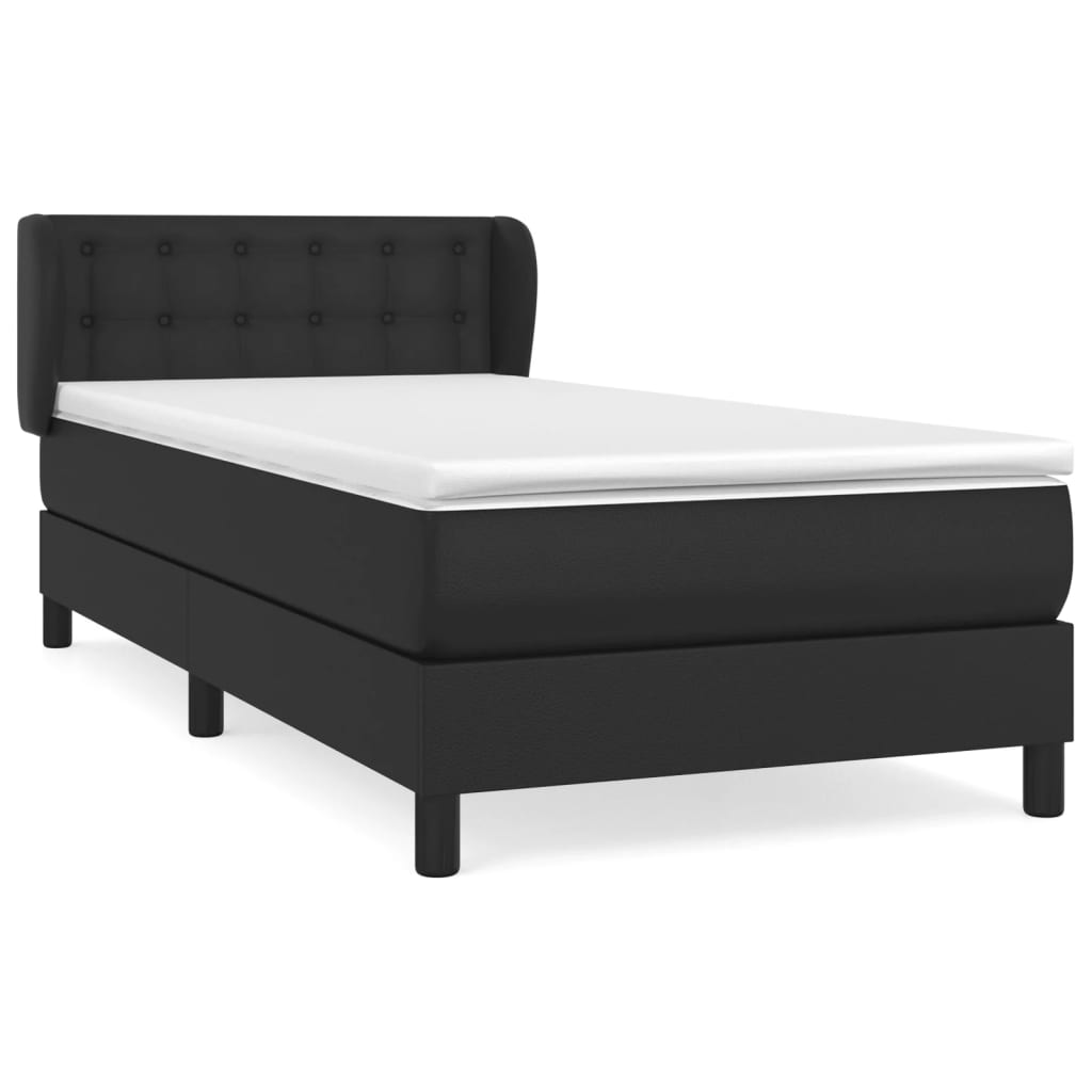 vidaXL Cama box spring con colchón cuero sintético negro 90x190 cm