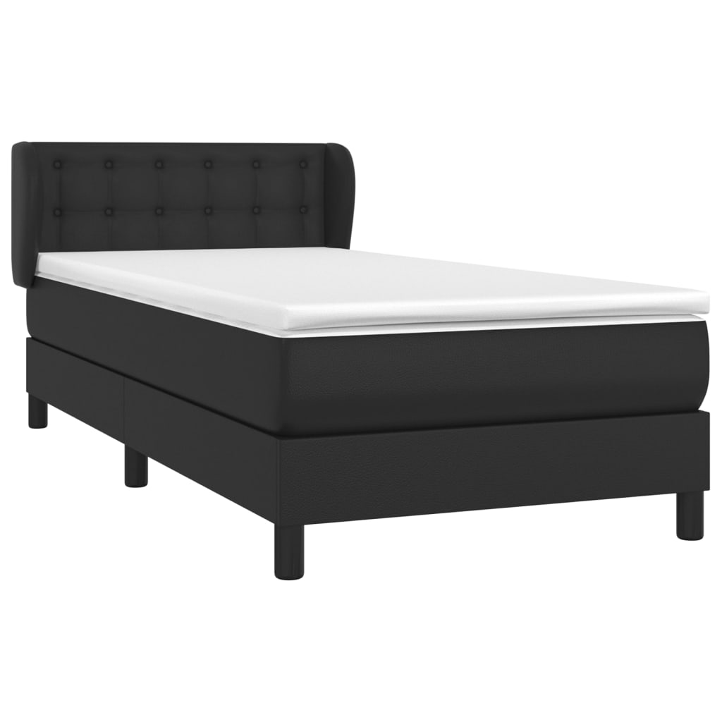 vidaXL Cama box spring con colchón cuero sintético negro 90x190 cm