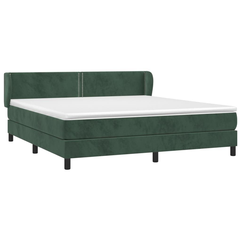 vidaXL Cama box spring con colchón terciopelo verde oscuro 180x200 cm