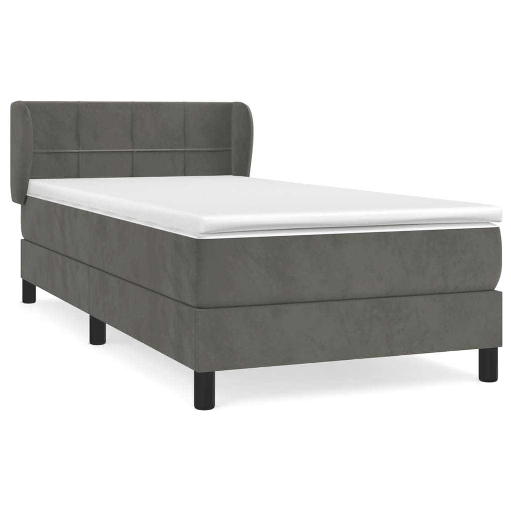 vidaXL Cama box spring con colchón terciopelo gris oscuro 100x200 cm