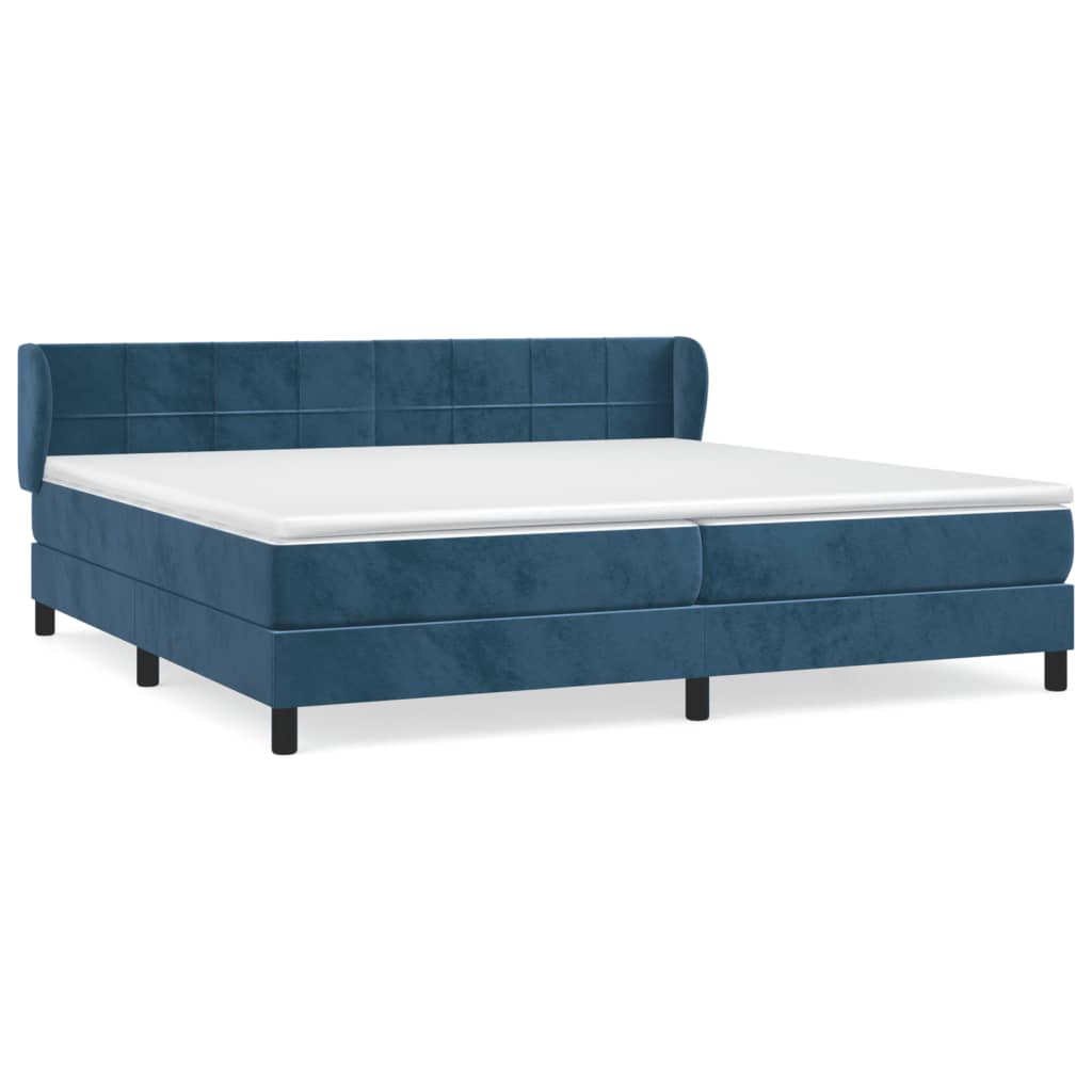 vidaXL Cama box spring con colchón terciopelo azul oscuro 200x200 cm