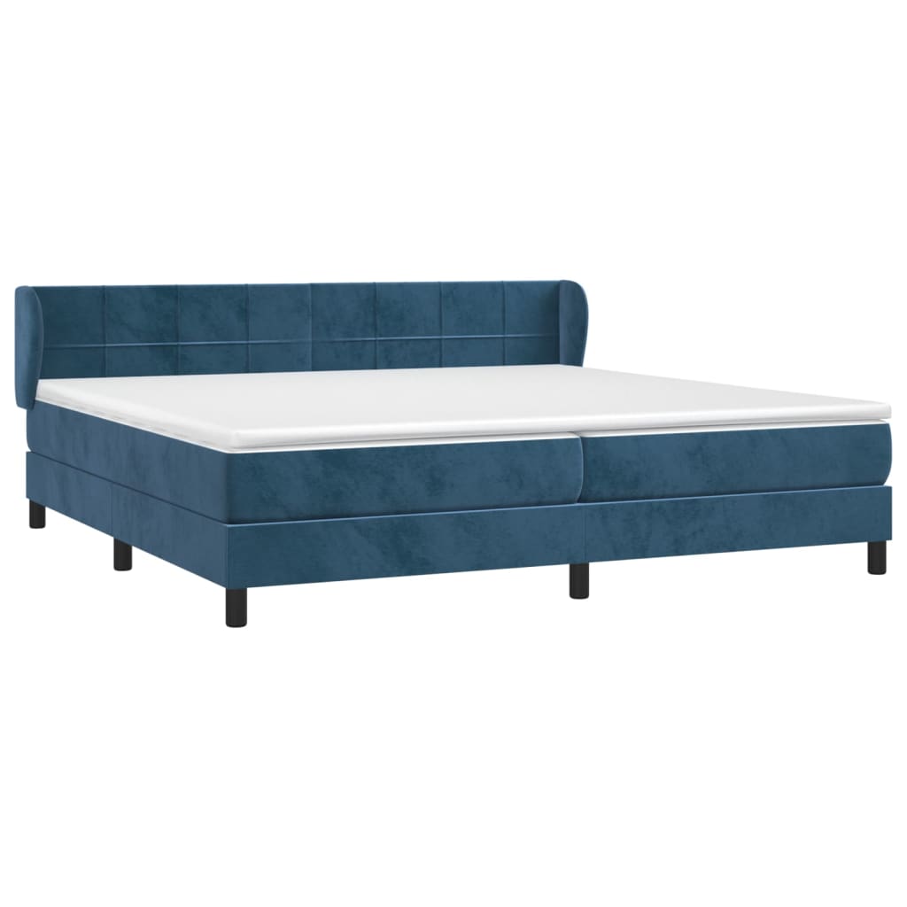 vidaXL Cama box spring con colchón terciopelo azul oscuro 200x200 cm