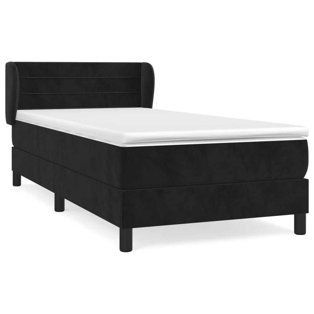 vidaXL Cama box spring con colchón terciopelo negro 100x200 cm