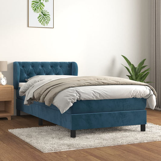 vidaXL Cama box spring con colchón terciopelo azul oscuro 80x200 cm