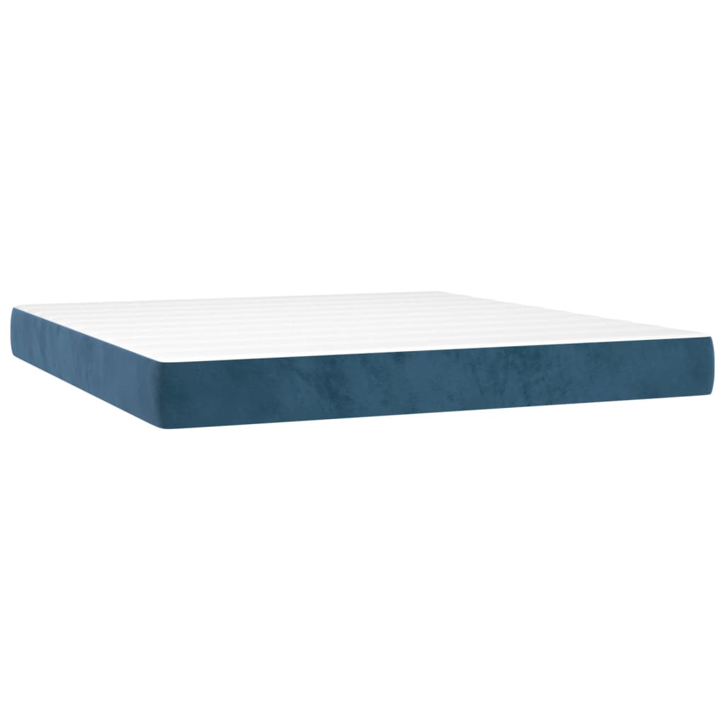 vidaXL Cama box spring con colchón terciopelo azul oscuro 160x200 cm