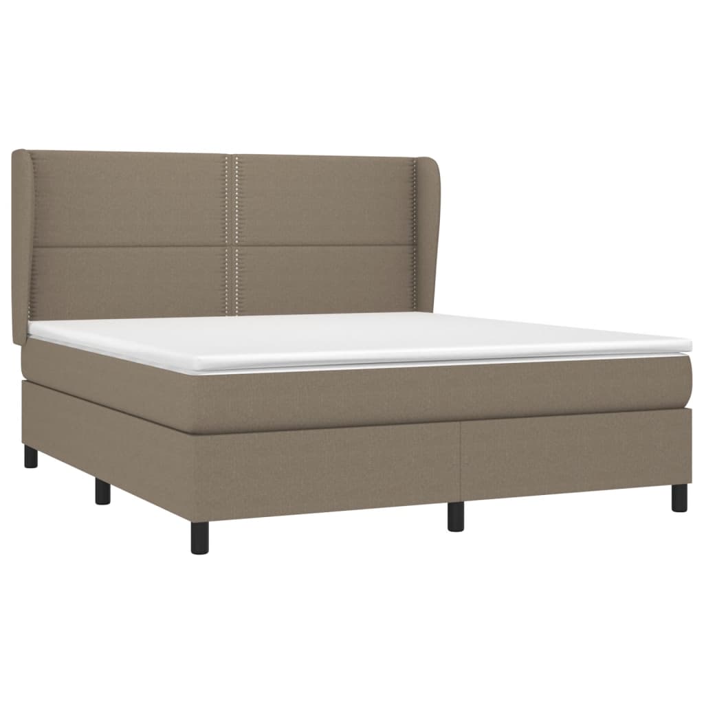 vidaXL Cama box spring con colchón tela gris taupe 160x200 cm