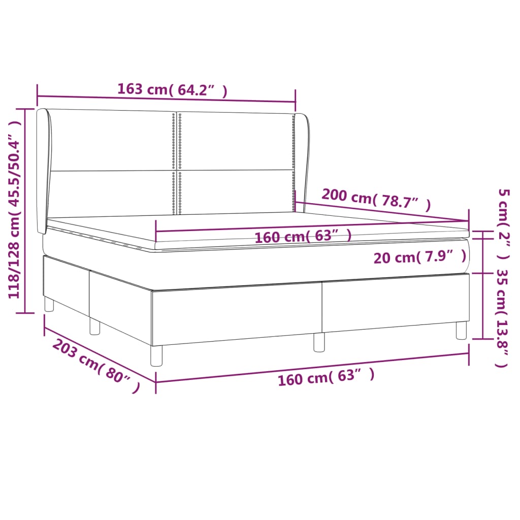 vidaXL Cama box spring con colchón tela gris taupe 160x200 cm