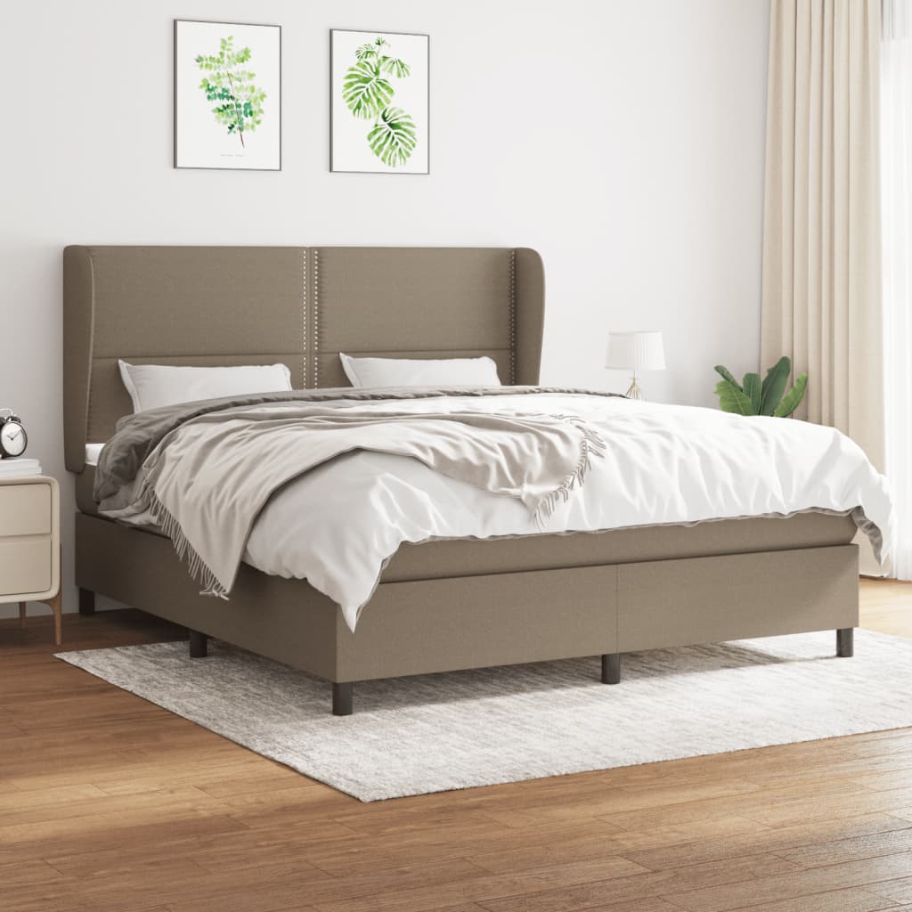 vidaXL Cama box spring con colchón tela gris taupe 160x200 cm