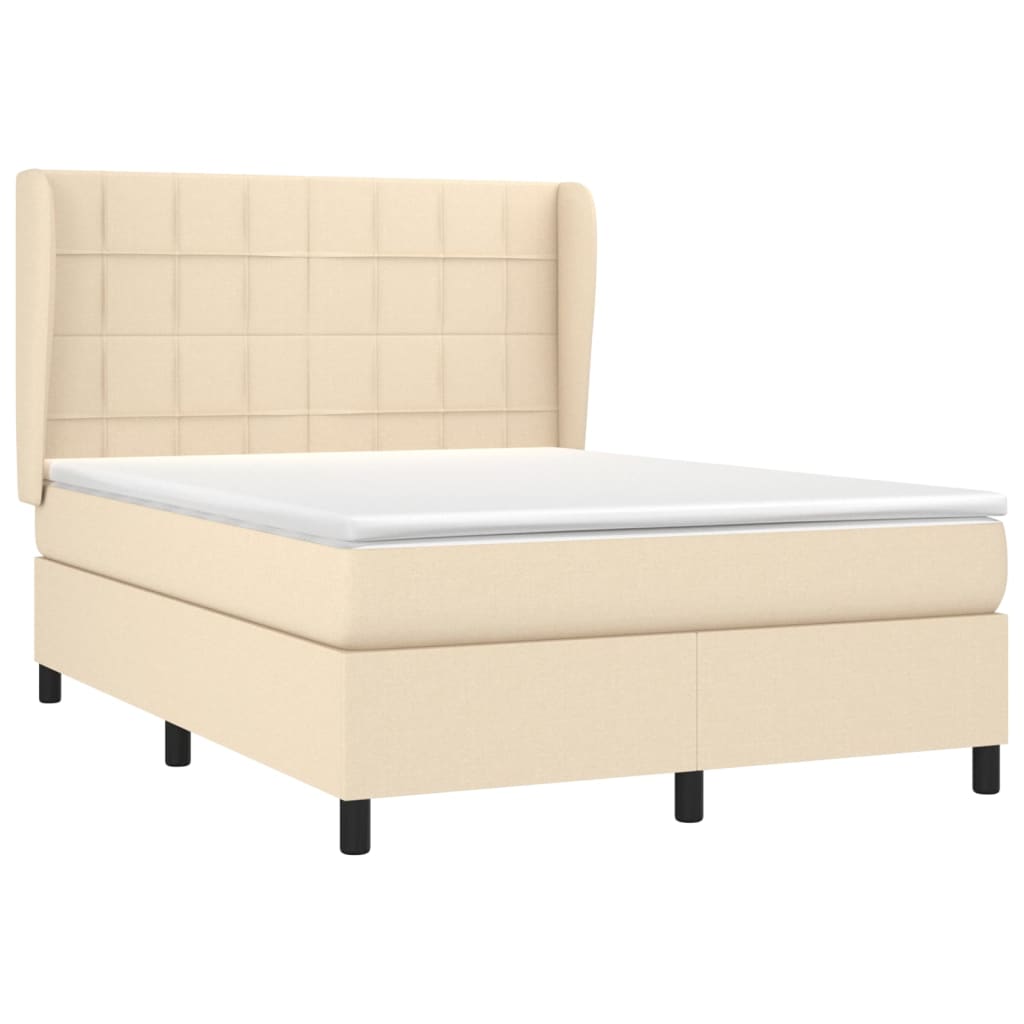 vidaXL Cama box spring con colchón tela color crema 140x200 cm