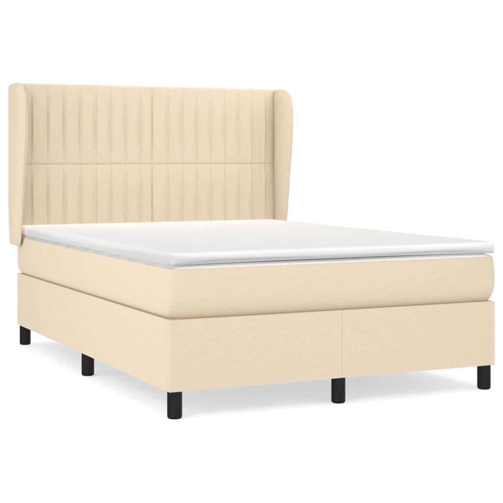 vidaXL Cama box spring con colchón tela color crema 140x190 cm