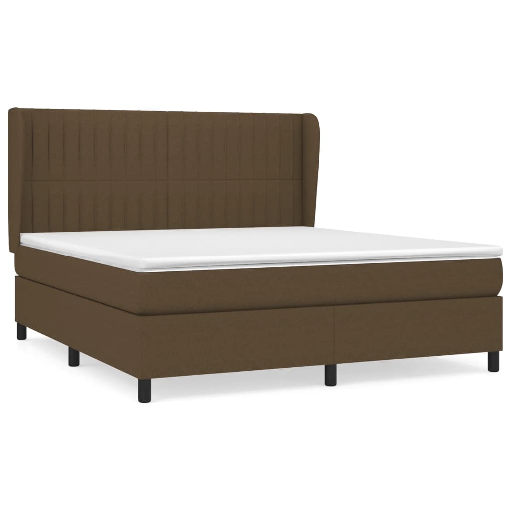 vidaXL Cama box spring con colchón tela marrón oscuro 160x200 cm