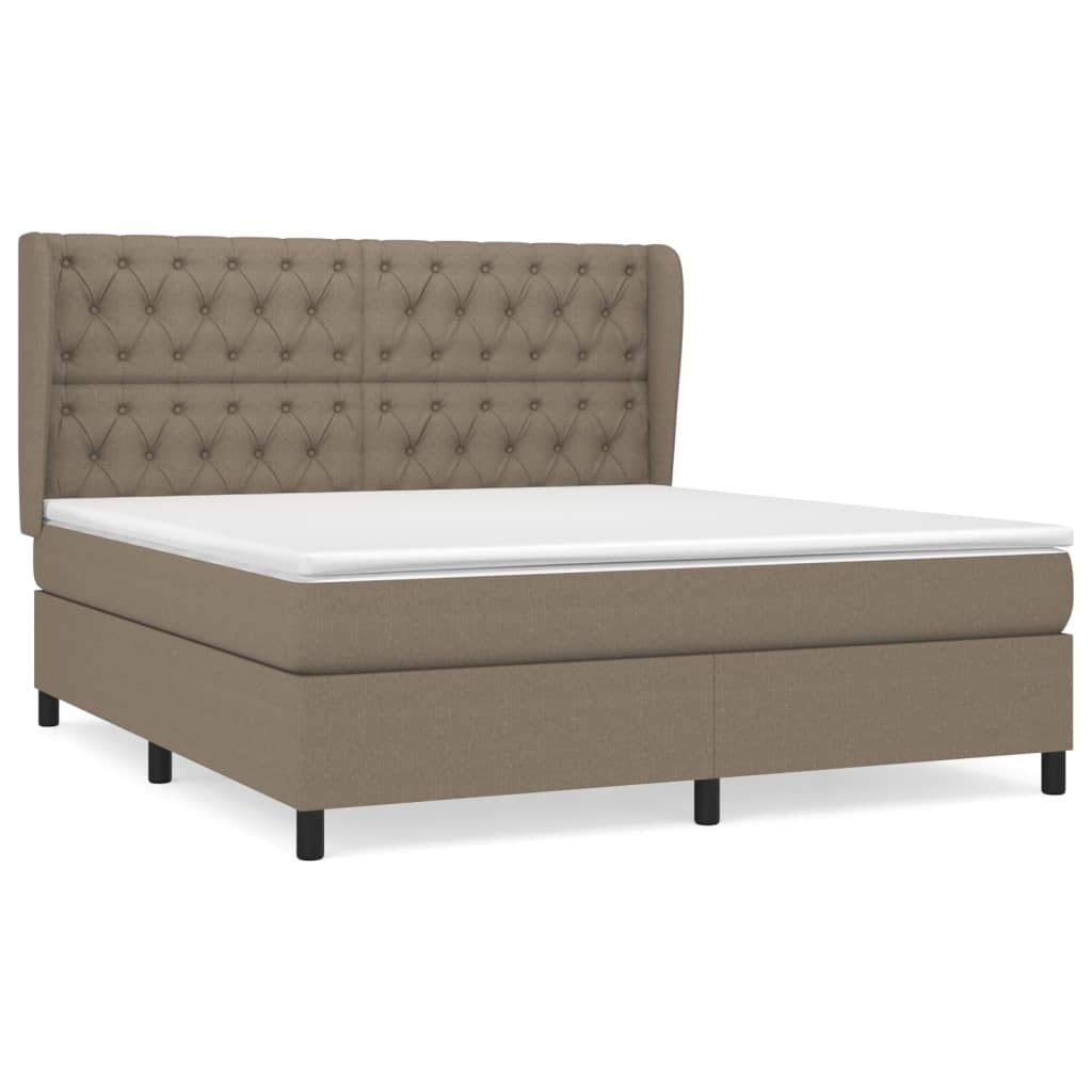 vidaXL Cama box spring con colchón tela gris taupe 160x200 cm