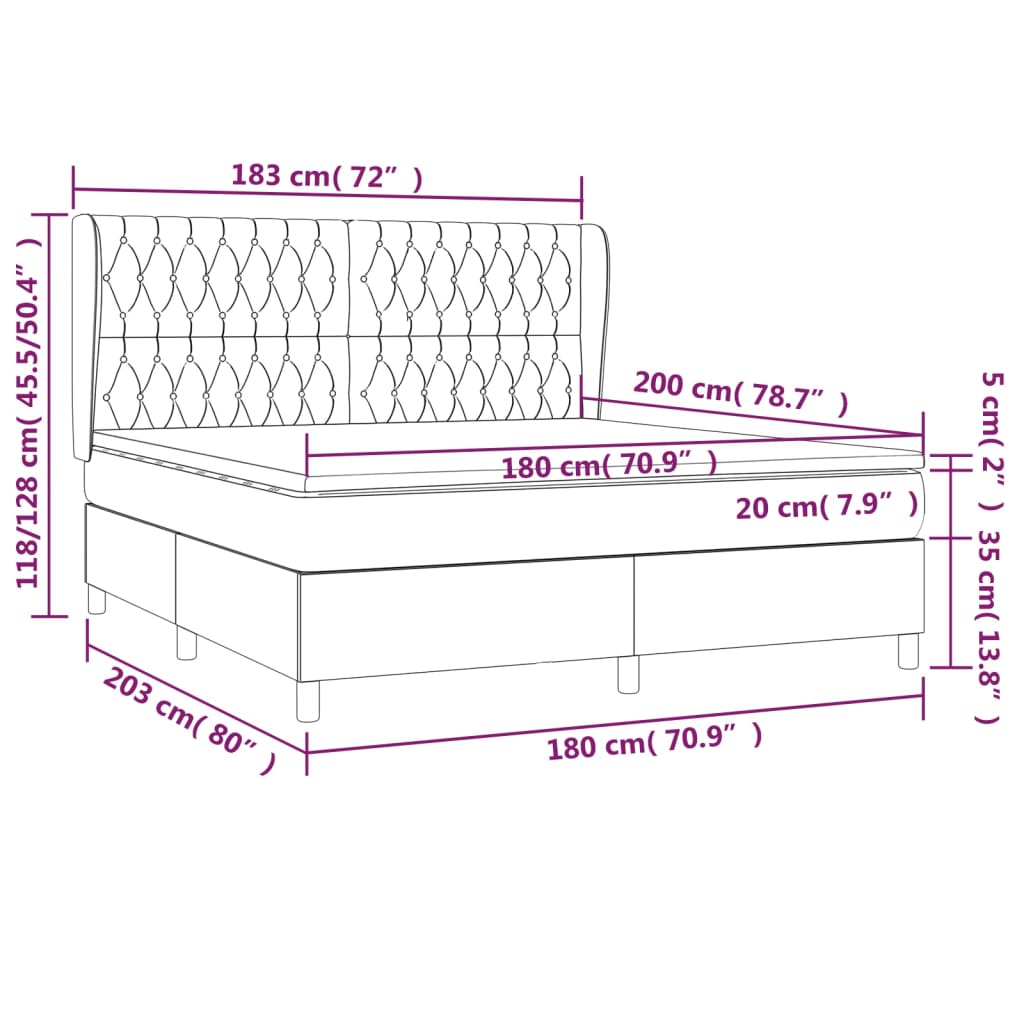 vidaXL Cama box spring con colchón tela gris taupe 180x200 cm