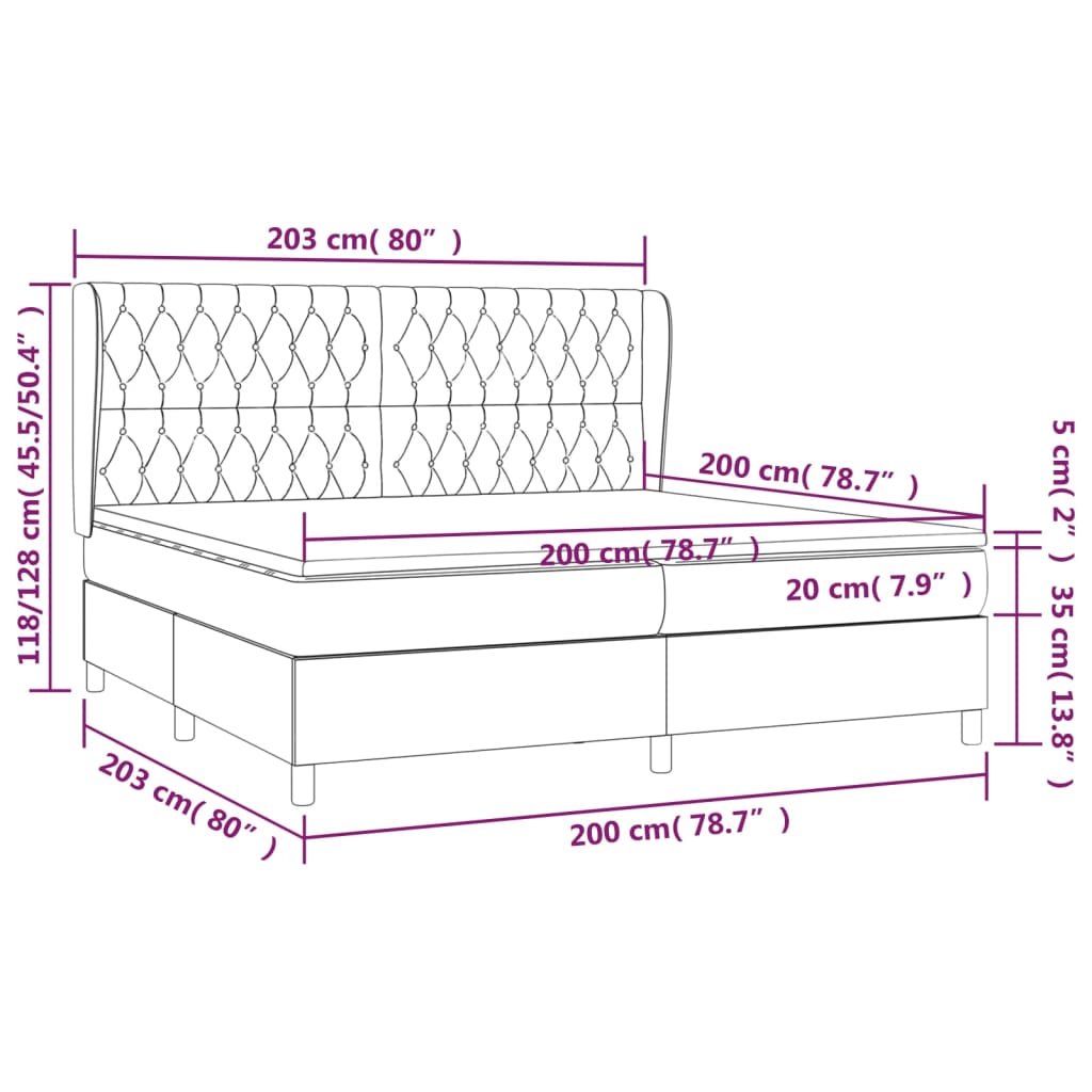 vidaXL Cama box spring con colchón tela gris taupe 200x200 cm
