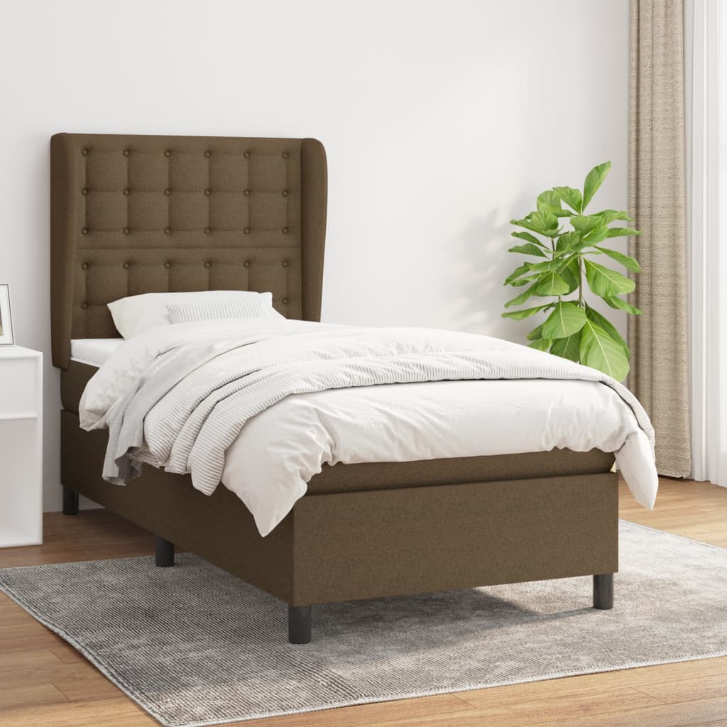 vidaXL Cama box spring con colchón tela marrón oscuro 80x200 cm