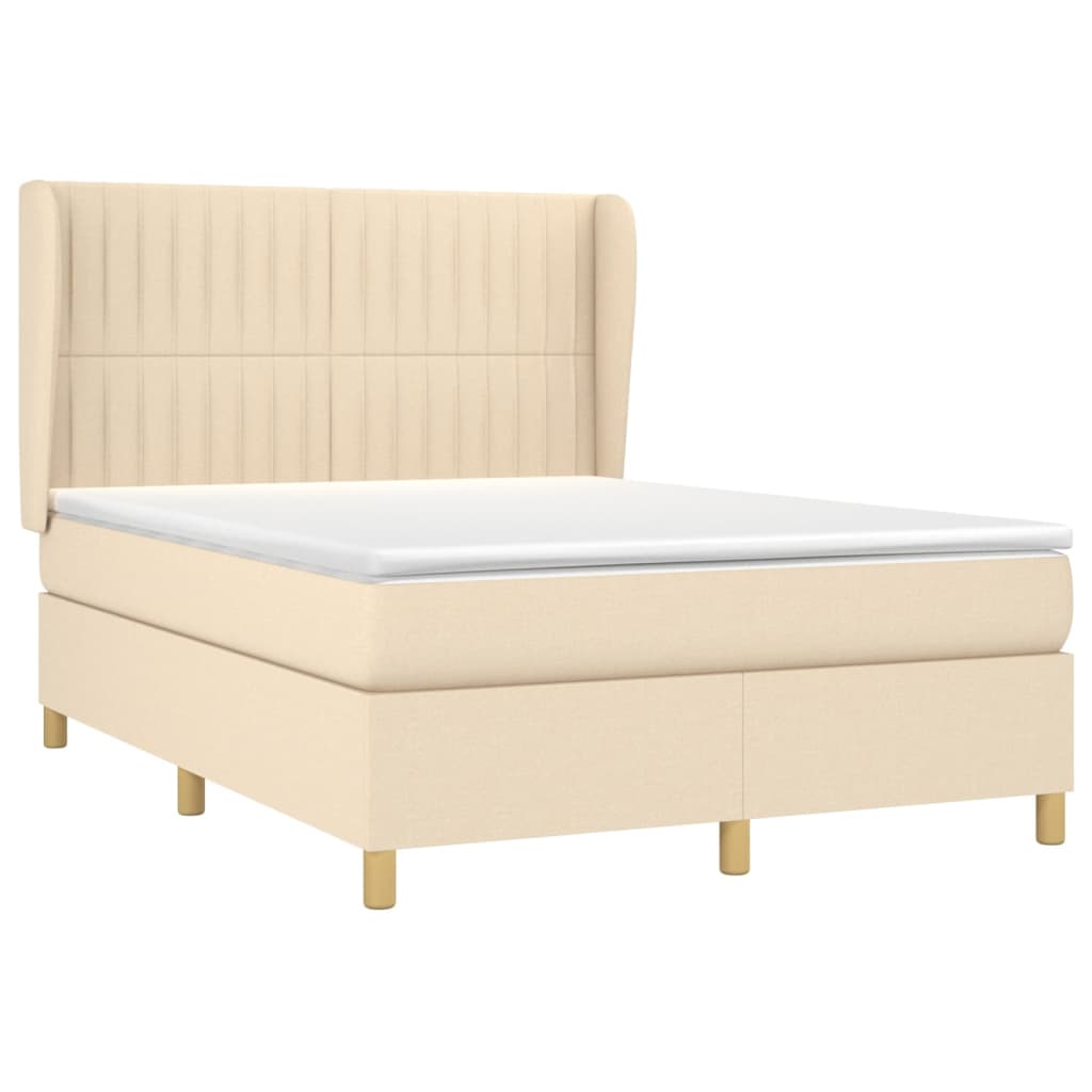 vidaXL Cama box spring con colchón tela color crema 140x190 cm