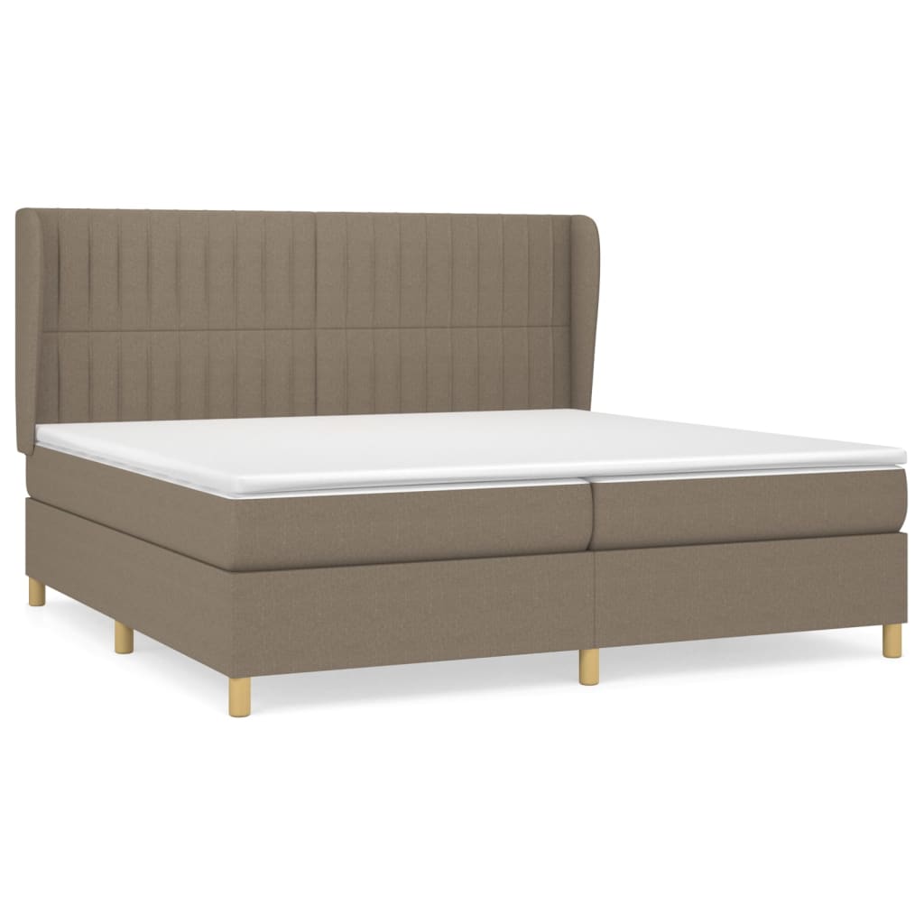 vidaXL Cama box spring con colchón tela gris taupe 200x200 cm