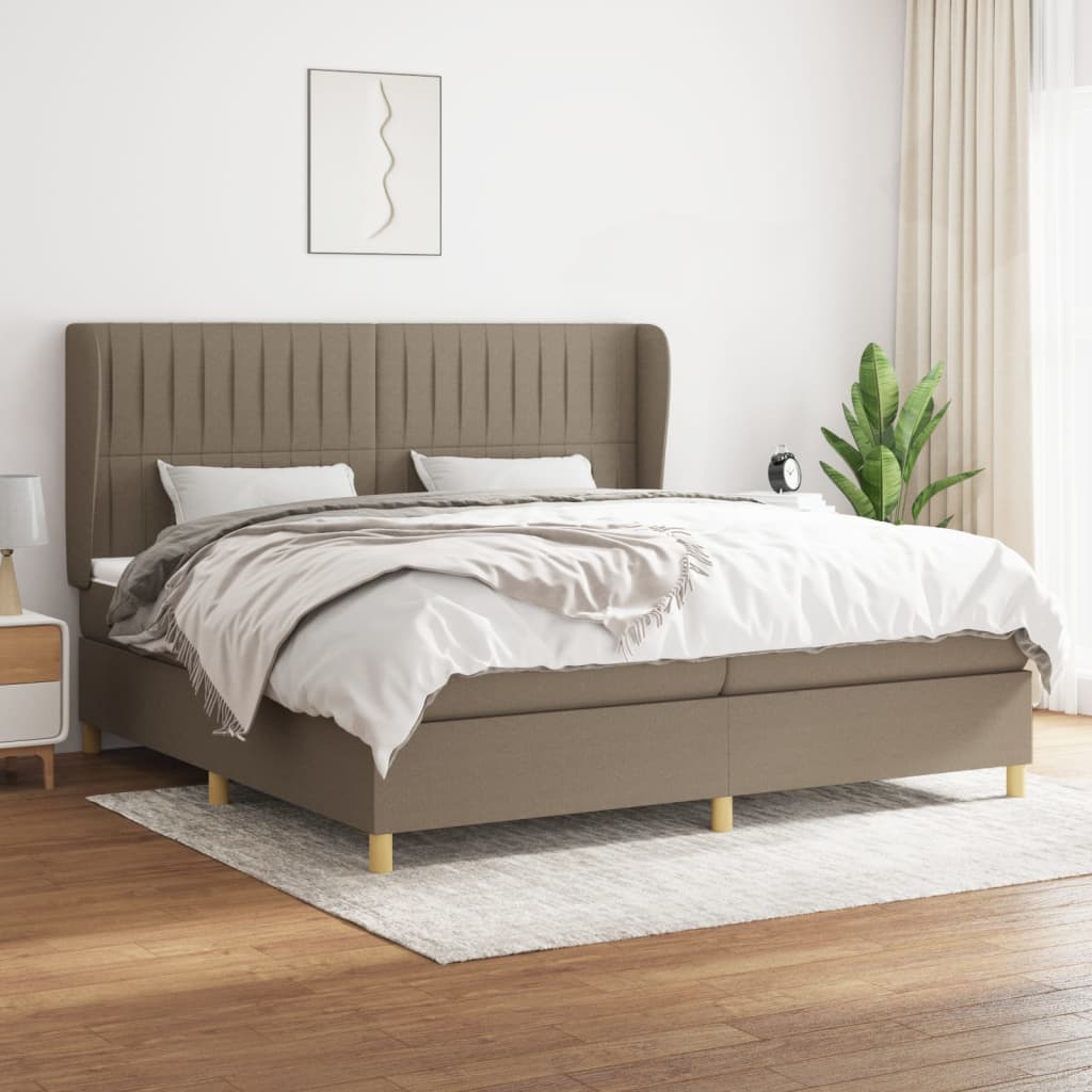 vidaXL Cama box spring con colchón tela gris taupe 200x200 cm