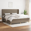 vidaXL Cama box spring con colchón tela gris taupe 200x200 cm