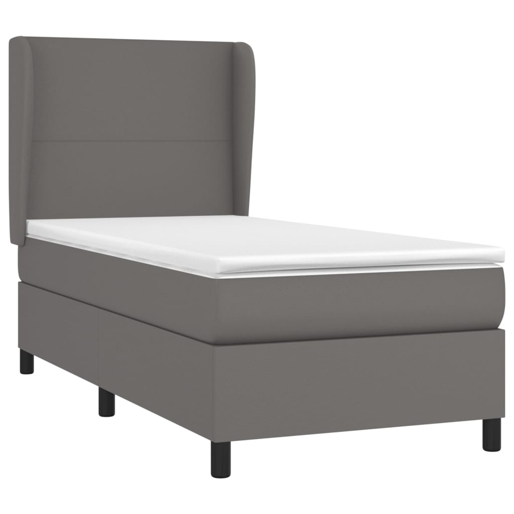 vidaXL Cama box spring con colchón cuero sintético gris 80x200 cm