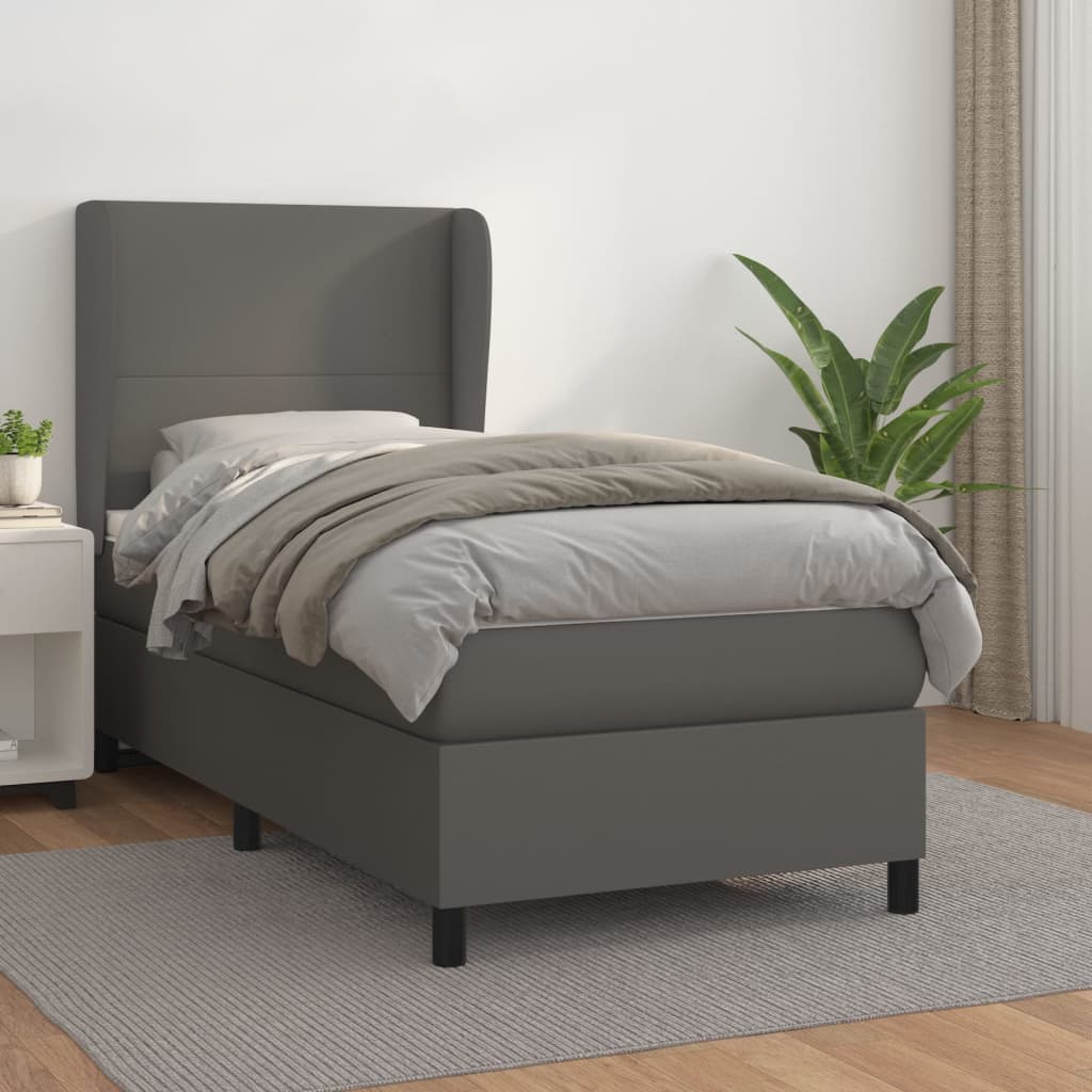 vidaXL Cama box spring con colchón cuero sintético gris 80x200 cm